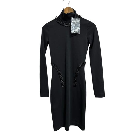dsquared2 women's black long sleeve mini dress‎ chained size Small NEW - Picture 1 of 9